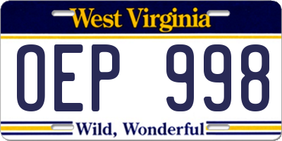 WV license plate OEP998