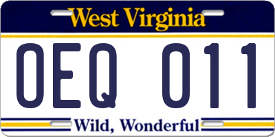 WV license plate OEQ011