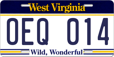 WV license plate OEQ014