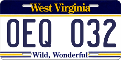 WV license plate OEQ032