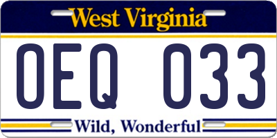 WV license plate OEQ033