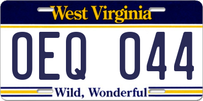WV license plate OEQ044