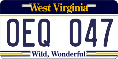 WV license plate OEQ047