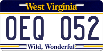 WV license plate OEQ052