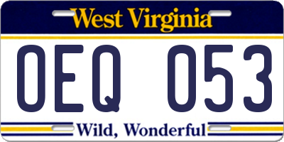 WV license plate OEQ053