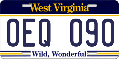 WV license plate OEQ090