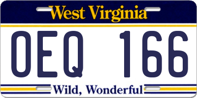 WV license plate OEQ166