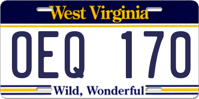 WV license plate OEQ170