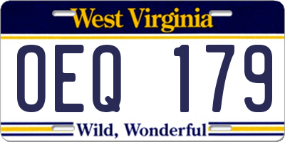 WV license plate OEQ179