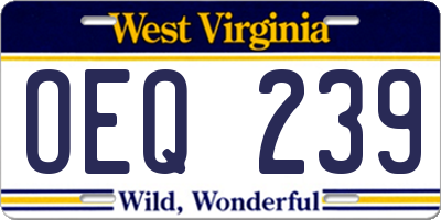 WV license plate OEQ239