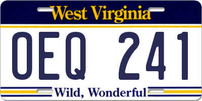 WV license plate OEQ241