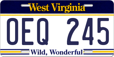 WV license plate OEQ245