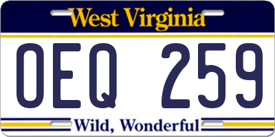 WV license plate OEQ259