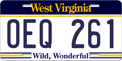 WV license plate OEQ261