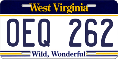 WV license plate OEQ262