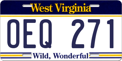 WV license plate OEQ271