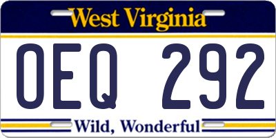 WV license plate OEQ292