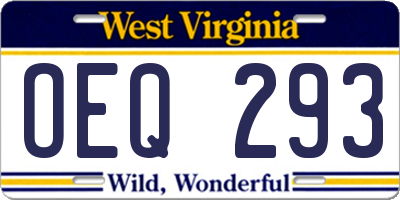 WV license plate OEQ293