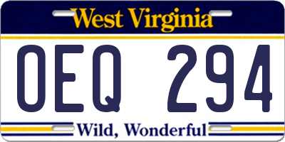 WV license plate OEQ294