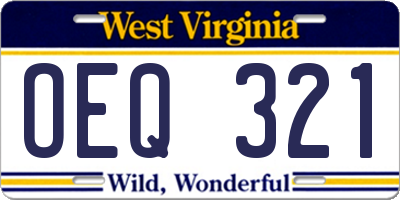 WV license plate OEQ321