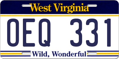WV license plate OEQ331