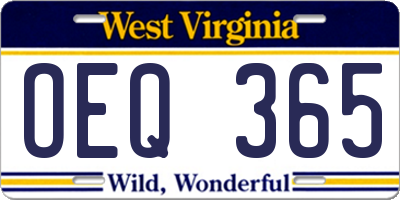 WV license plate OEQ365