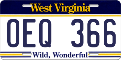 WV license plate OEQ366