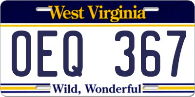 WV license plate OEQ367