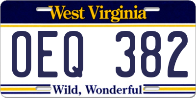 WV license plate OEQ382