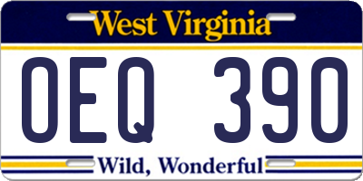 WV license plate OEQ390