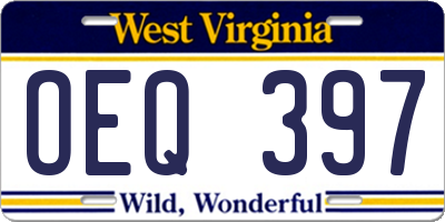 WV license plate OEQ397
