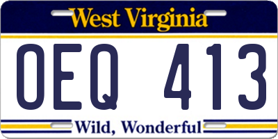 WV license plate OEQ413