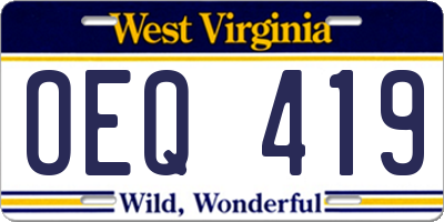 WV license plate OEQ419