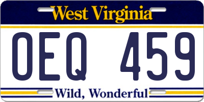WV license plate OEQ459
