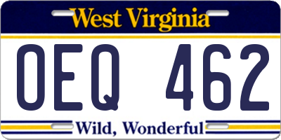WV license plate OEQ462