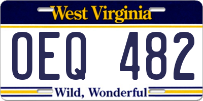 WV license plate OEQ482