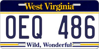 WV license plate OEQ486