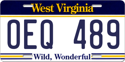 WV license plate OEQ489