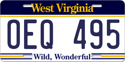 WV license plate OEQ495