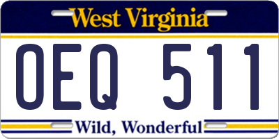 WV license plate OEQ511