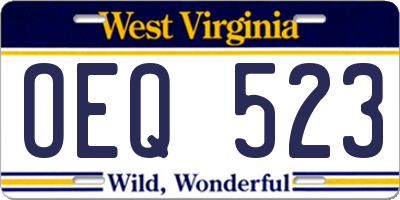 WV license plate OEQ523