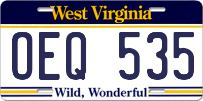 WV license plate OEQ535
