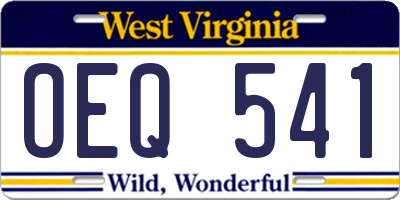 WV license plate OEQ541
