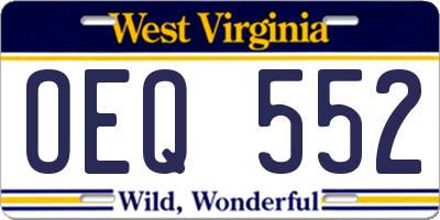 WV license plate OEQ552