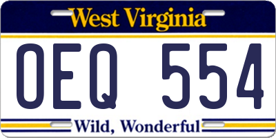 WV license plate OEQ554
