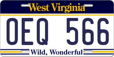 WV license plate OEQ566
