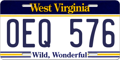 WV license plate OEQ576