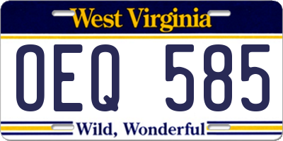 WV license plate OEQ585