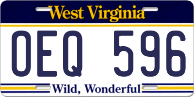 WV license plate OEQ596
