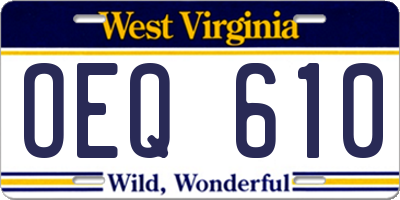 WV license plate OEQ610